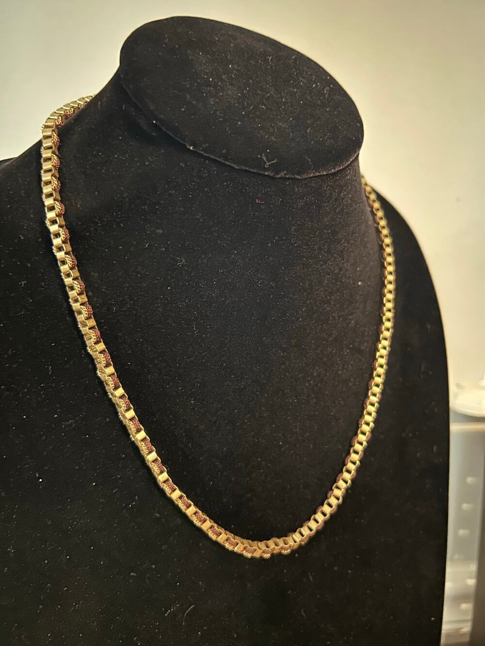 Vintage Cookie Lee Men's Gold Tone Box Link Chain Necklace 20" Textured Edge